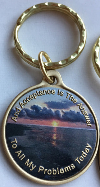 Acceptance Is The Answer Beach Sunrise Color Bronze AA Keychain 449 417 - RecoveryChip