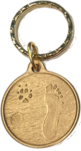 Always By My Side Beach Dog Paw Print Bronze Keychain