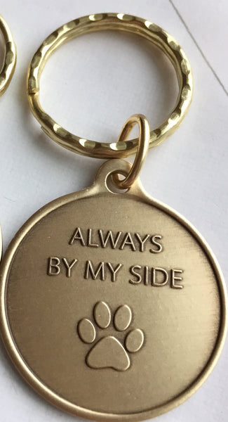 Always By My Side Pet Dog Paw Print Footprint Beach Bronze Keychain - RecoveryChip