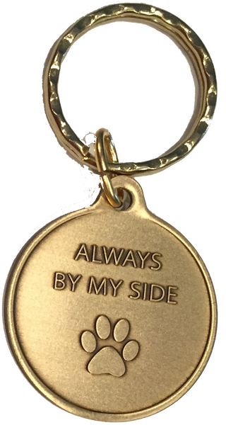 Always By My Side Beach Dog Paw Print Bronze Keychain