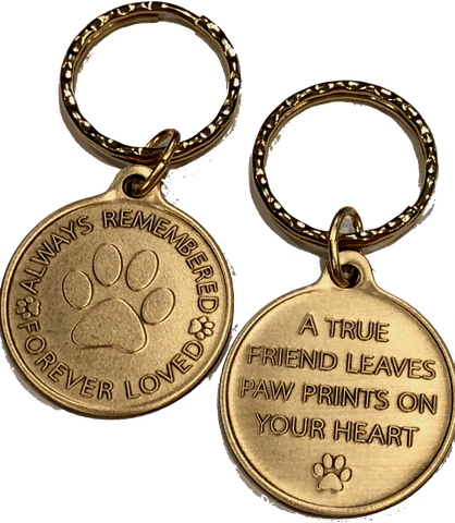 Always Remembered Forever Loved Dog Pawprint Keychain A True Friend Leaves Paw Prints On Your Heart