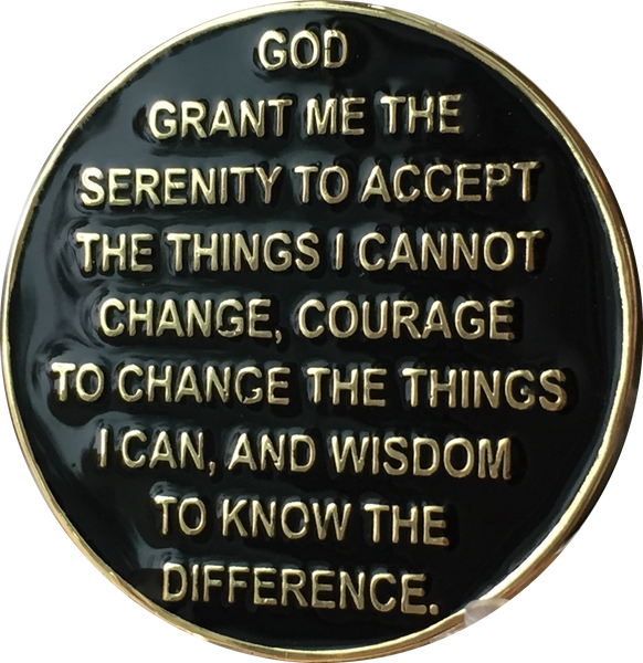 Praying Hands Black & Gold Plated One Day At A Time Medallion Sobriety Chip - RecoveryChip