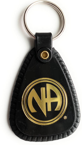 NA Keytag Black Plastic Narcotics Anonymous Keychain Clean & Serene