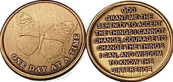 Butterfly One Day At A Time Medallion With Serenity Prayer