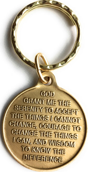 Color Rainbow Butterfly One Day At A Time Keychain Serenity Prayer Bronze - RecoveryChip