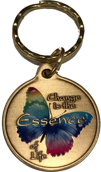 Change Is The Essence of Life Color Butterfly Bronze Serenity Prayer Keychain - RecoveryChip