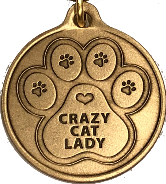 Crazy Cat Lady - A True Friend Dog Pet Keychain Bronze RecoveryChip Design - RecoveryChip