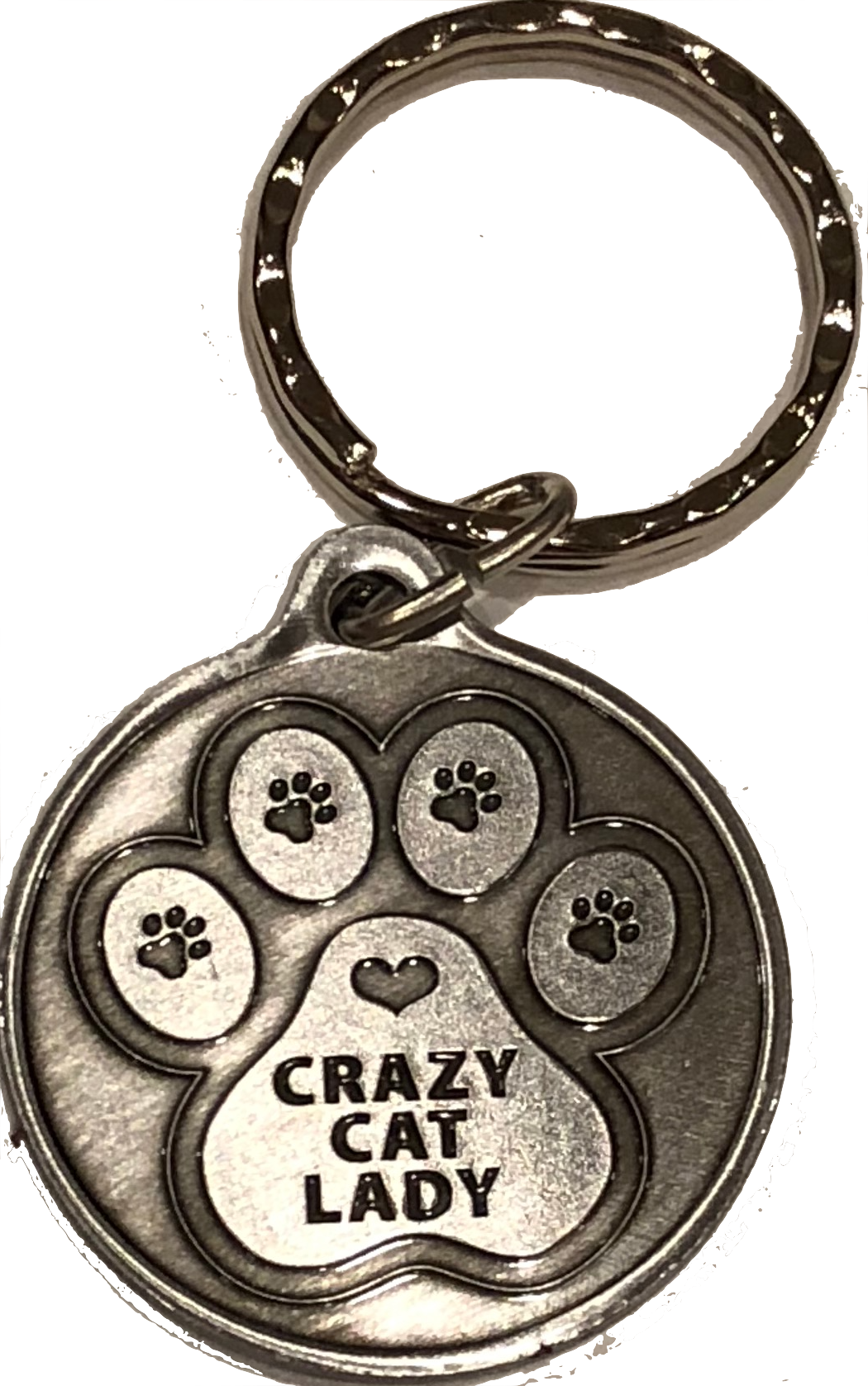 Crazy Cat Lady - A True Friend Dog Pet Keychain Pewter Color RecoveryChip Design - RecoveryChip