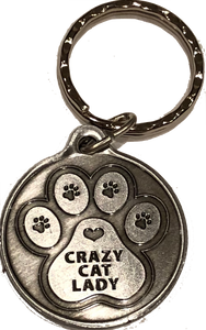 Crazy Cat Lady - A True Friend Dog Pet Keychain Pewter Color RecoveryChip Design - RecoveryChip