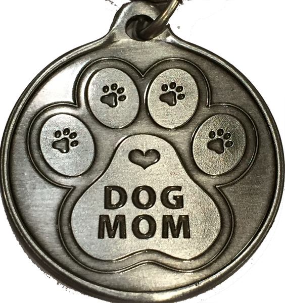 Dog Mom - A True Friend Dog Pet Keychain Pewter Color RecoveryChip Design - RecoveryChip