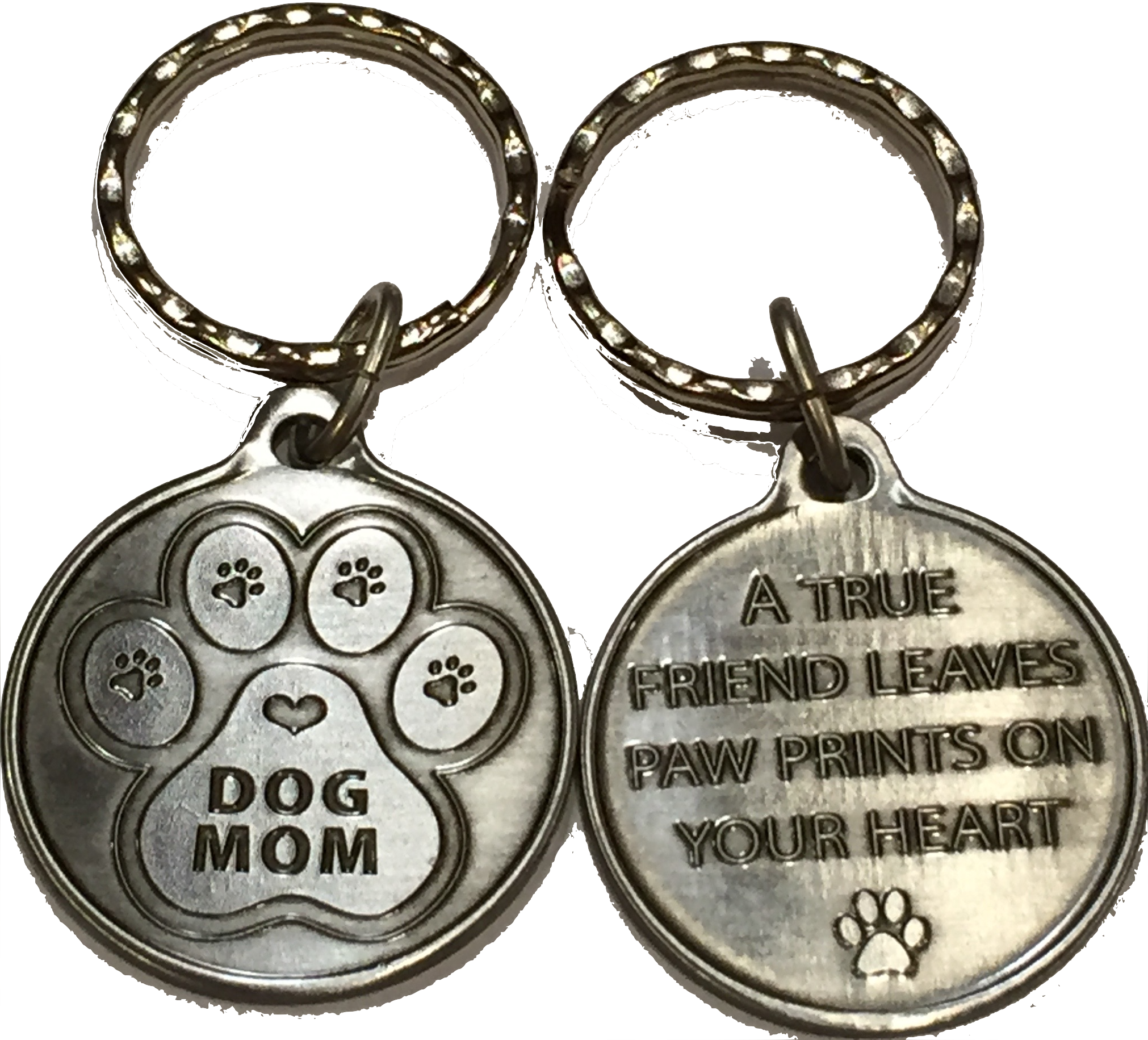 Dog Mom - A True Friend Dog Pet Keychain Pewter Color RecoveryChip Design - RecoveryChip