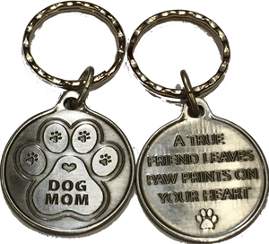 Dog Mom - A True Friend Dog Pet Keychain Pewter Color RecoveryChip Design - RecoveryChip