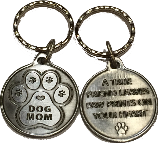 Dog Mom - A True Friend Dog Pet Keychain Pewter Color RecoveryChip Design - RecoveryChip