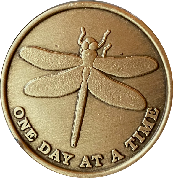 Bulk Roll of 25 Dragonfly One Day At A Time Medallion With Serenity Prayer