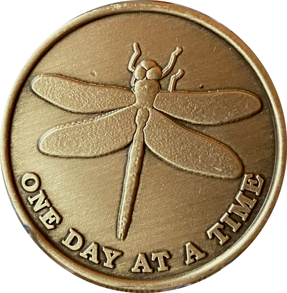 Bulk Roll of 25 Dragonfly One Day At A Time Medallion With Serenity Prayer