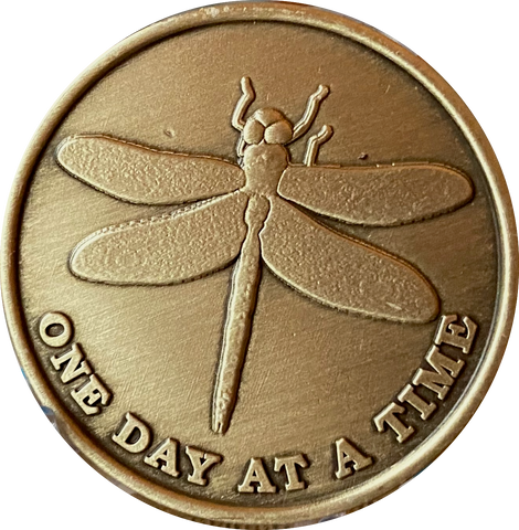 Bulk Roll of 25 Dragonfly One Day At A Time Medallion With Serenity Prayer