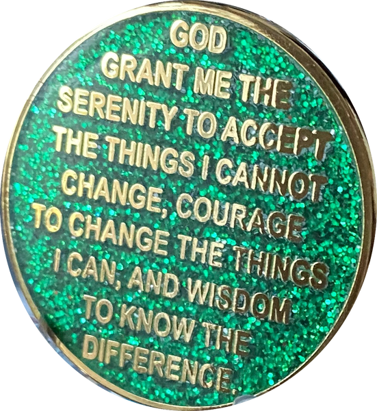 Green Glitter Dragonfly One Day At A Time Medallion With Serenity Prayer