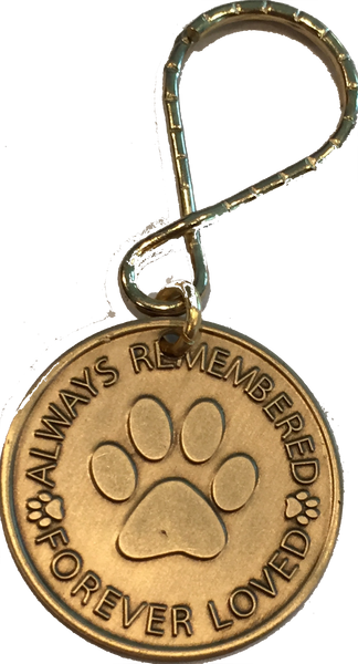 Engraved Name Pet Dog Always Remembered Forever Loved Memorial Keychain Coin - RecoveryChip