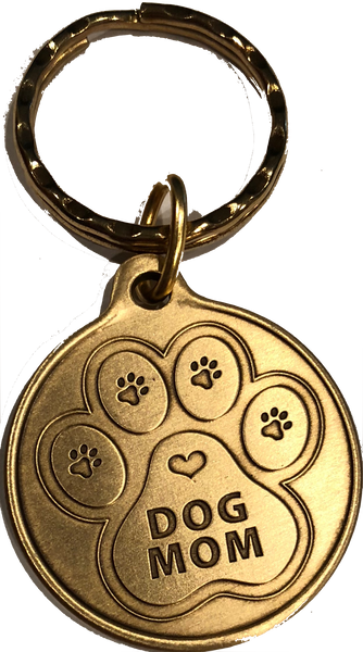 Engraved Personalized Dog Mom Bronze Keychain