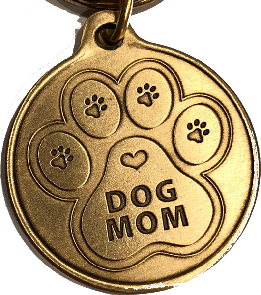 Engraved Personalized Dog Mom Bronze Keychain