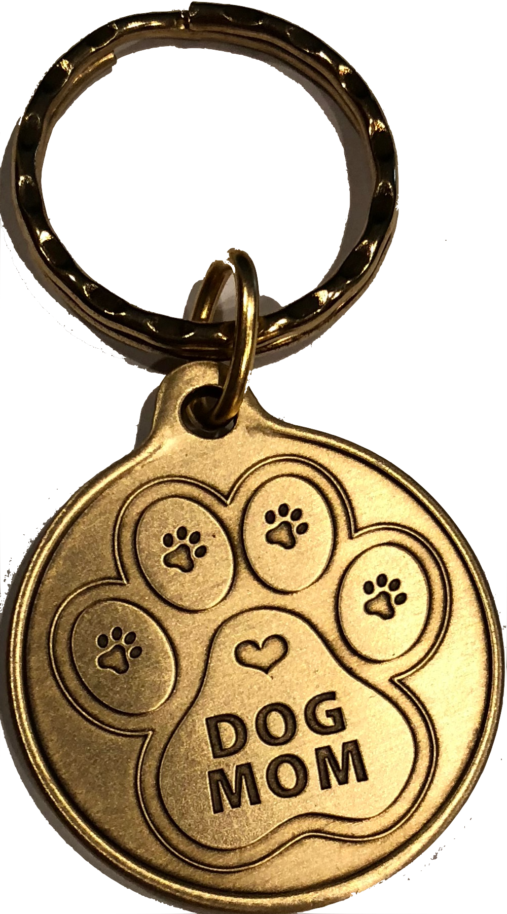 Engraved Personalized Dog Mom Bronze Keychain