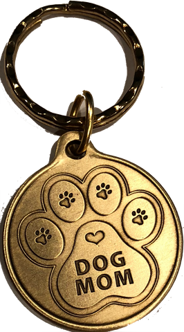 Engraved Personalized Dog Mom Bronze Keychain