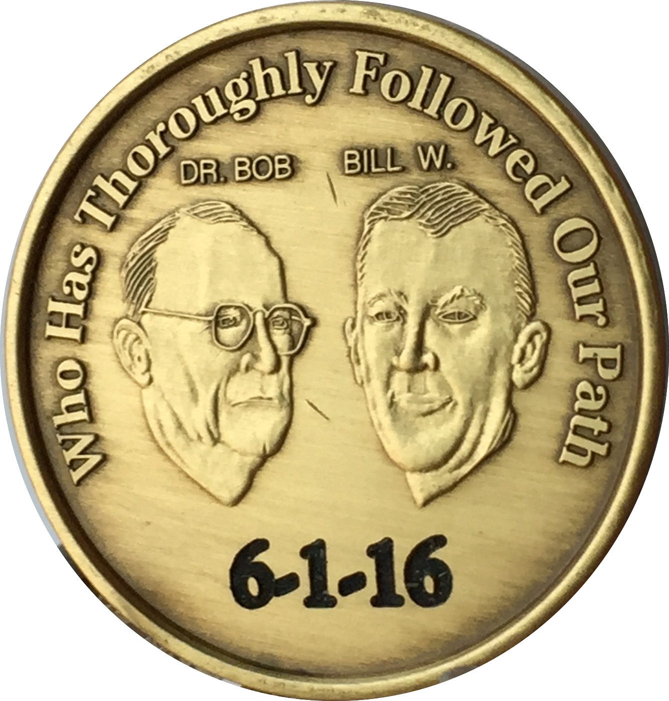 Engraved Personalized AA Founders Bill & Bob Bronze Medallion Sobriety Chip - RecoveryChip