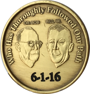 Engraved Personalized AA Founders Bill & Bob Bronze Medallion Sobriety Chip - RecoveryChip