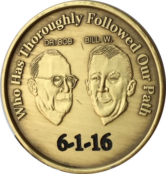 Engraved Personalized AA Founders Bill & Bob Bronze Medallion Sobriety Chip - RecoveryChip