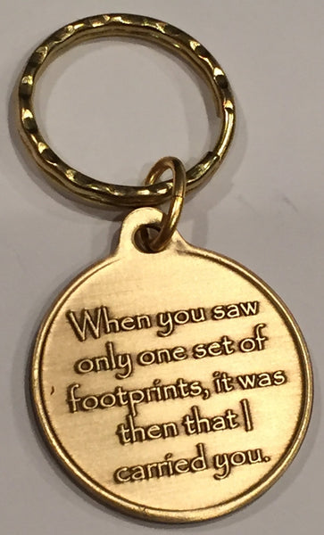 Foot Prints In The Sand Bronze It Was Then That I Carried You Keychain - RecoveryChip