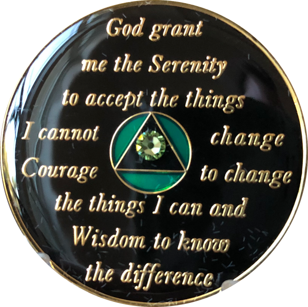 Crystal AA Medallion Transition Green Tri-Plate Sobriety Chip Year 1 - 50 - RecoveryChip