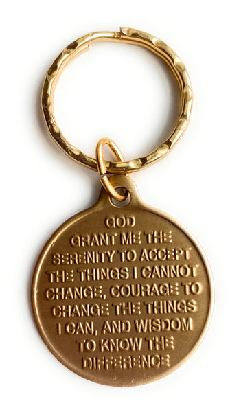 Small Rose One Day At A Time Serenity Prayer Keychain