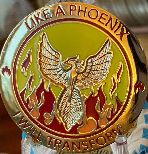 Like A Phoenix I Will Transform Gold Plated Flames Ashes Serenity Prayer Medallion Coin