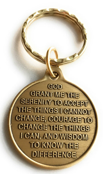 Green Dragonfly One Day At A Time Keychain With Serenity Prayer