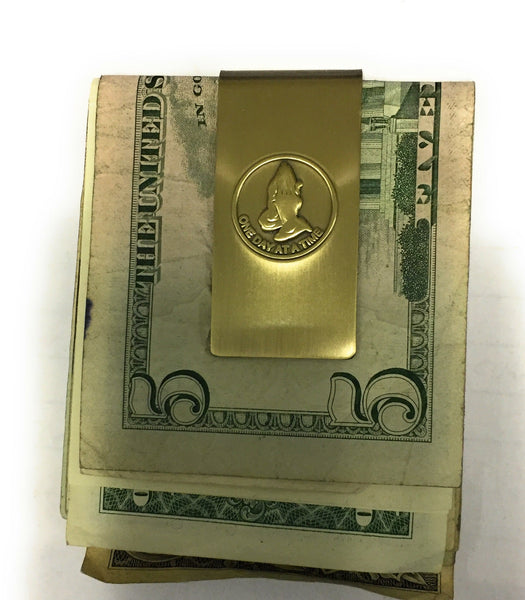 Praying Hands One Day At A Time Brass Sobriety Money Clip - RecoveryChip