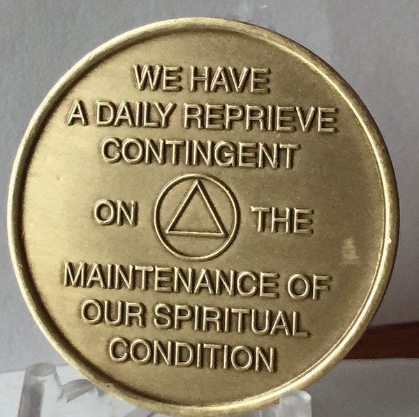 Bulk Lot 25 Units - God's Will = Daily Reprieve = Freedom - AA Alcoholics Anonymous Spiritual Condition Bronze Sobriety Medallion RecoveryChip Design - RecoveryChip