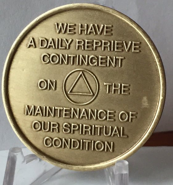 Bulk Lot 25 Units - God's Will = Daily Reprieve = Freedom - AA Alcoholics Anonymous Spiritual Condition Bronze Sobriety Medallion RecoveryChip Design - RecoveryChip