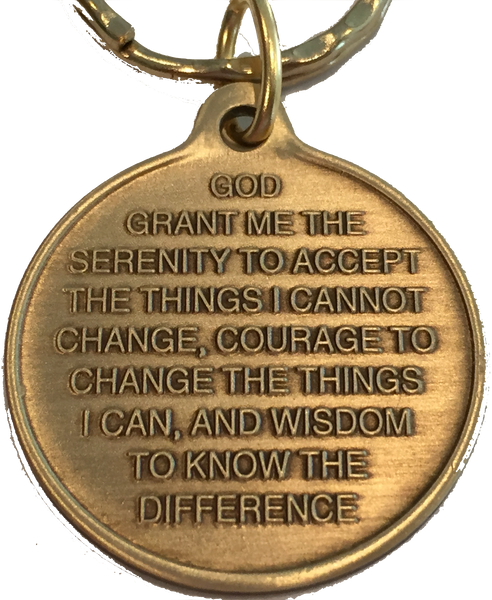 Universe One Day At A Time Bronze Keychain With Serenity Prayer - RecoveryChip