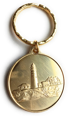 Fog Light Prayer Light House Keychain Clean Glossy Bronze - RecoveryChip