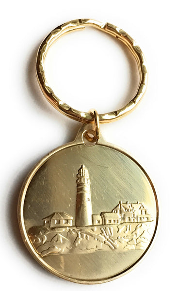 Fog Light Prayer Light House Keychain Clean Glossy Bronze - RecoveryChip