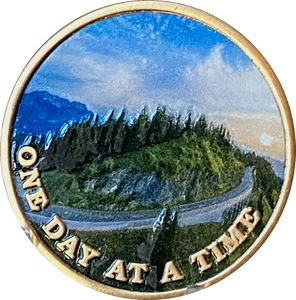 Mountain Winding Road One Day At A Time Medallion With Serenity Prayer