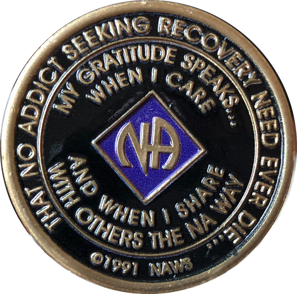 Offical NA Triplate Purple Blue & Black Color Narcotics Anonymous Medallion 18 Month Year 1 - 50 - RecoveryChip