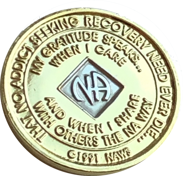 NA Medallion Bi-Plate Gold and Nickel Plated Year 1 - 40 Official Sobriety Chip - RecoveryChip