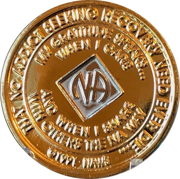 NA Medallion Bi-Plate Gold and Nickel Plated Year 1 - 40 Official Sobriety Chip - RecoveryChip