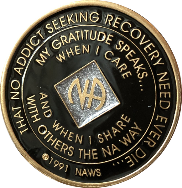 3 Year Official NA Medallion Black Silver Glitter Clean Time Sobriety Chip