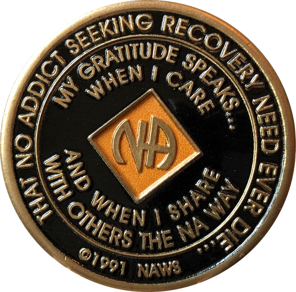 Offical NA Triplate Purple Orange & Black Color Narcotics Anonymous Medallion 18 Month Year 1 - 50 - RecoveryChip