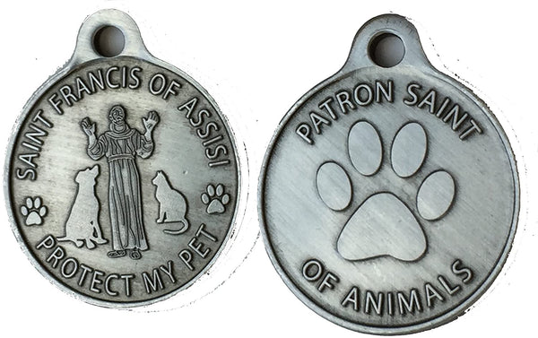 1" Saint Francis of Assisi Protect My Pet Dog Tag Collar Charm - Proceeds Go To Hoardin Huskies Inc