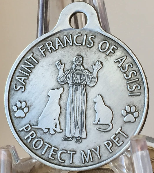 1" Saint Francis of Assisi Protect My Pet Dog Tag Collar Charm - Proceeds Go To Hoardin Huskies Inc