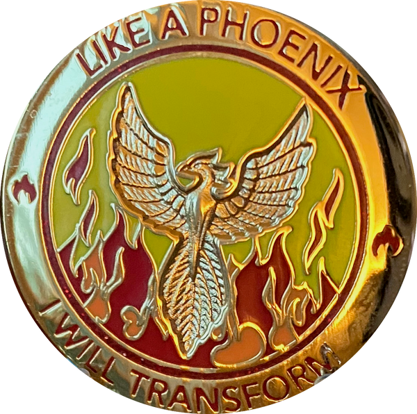 Like A Phoenix I Will Transform Gold Plated Flames Ashes Serenity Prayer Medallion Coin