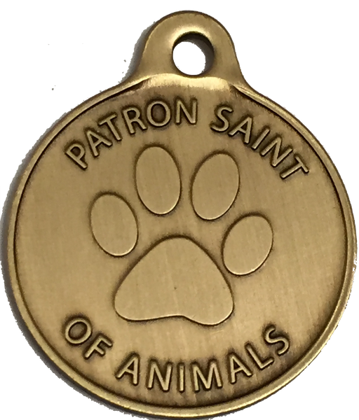 Saint Francis of Assisi Bronze Dog Tag Protect My Pet Dog or Cat Tag 1"